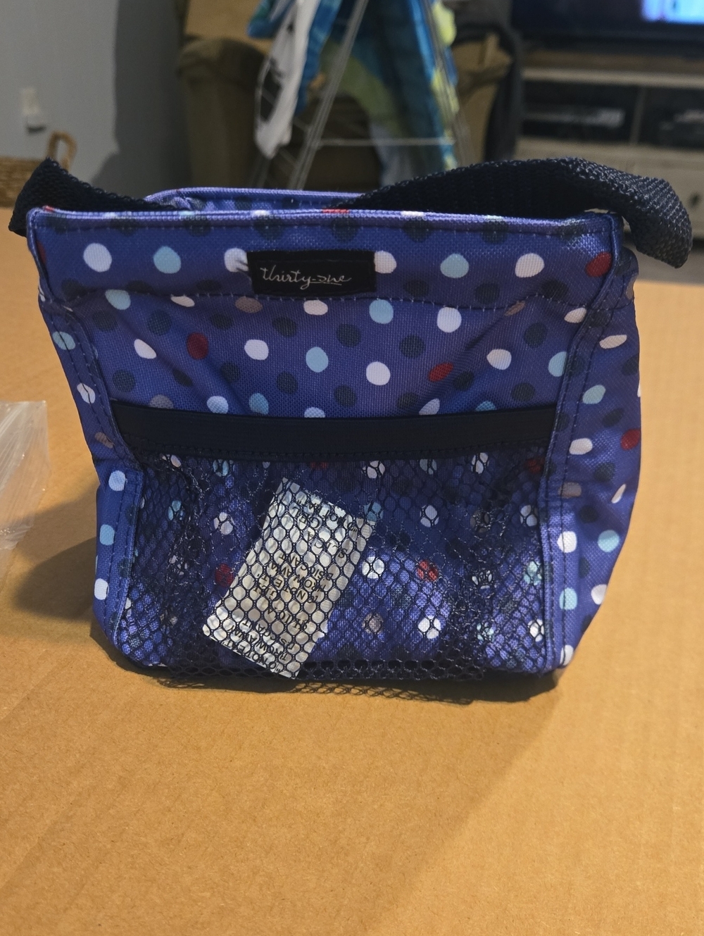 thirty-one Purple Polka Dot Cosmetic Pouch with Mesh Pocket